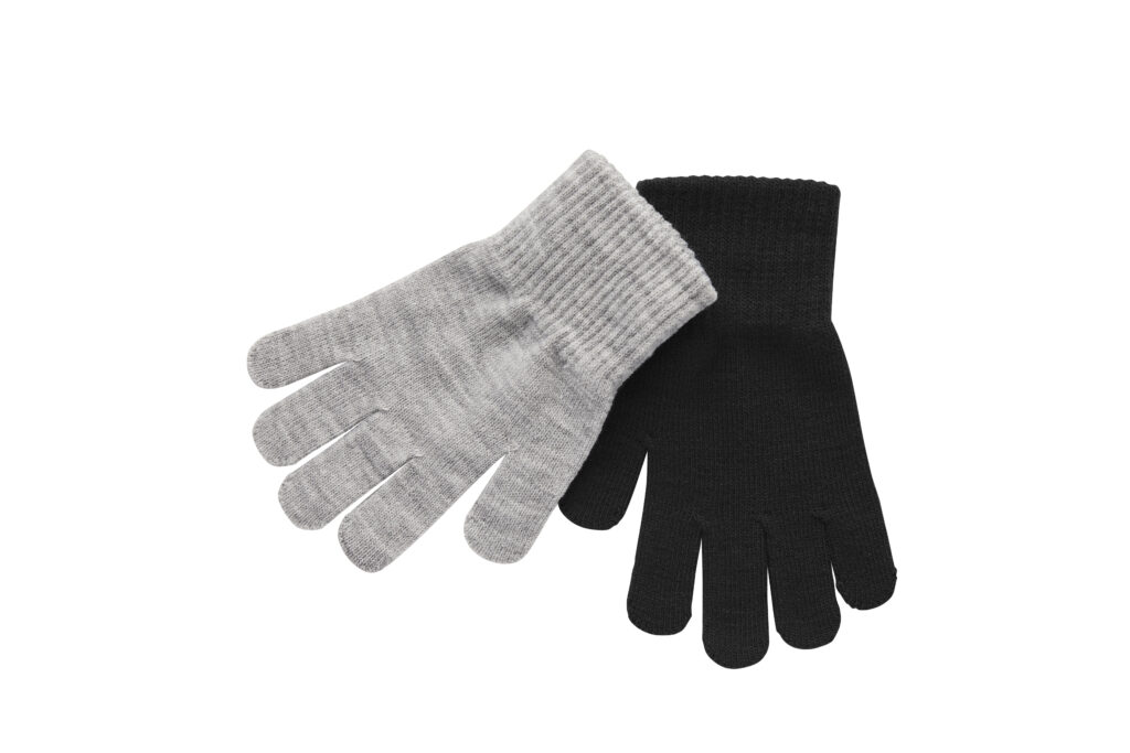 Melton finger handsker 2 pack grå / sort