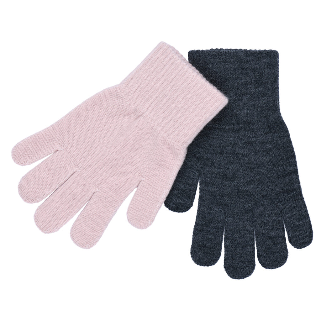 Melton finger handsker 2 pack rosa / grå