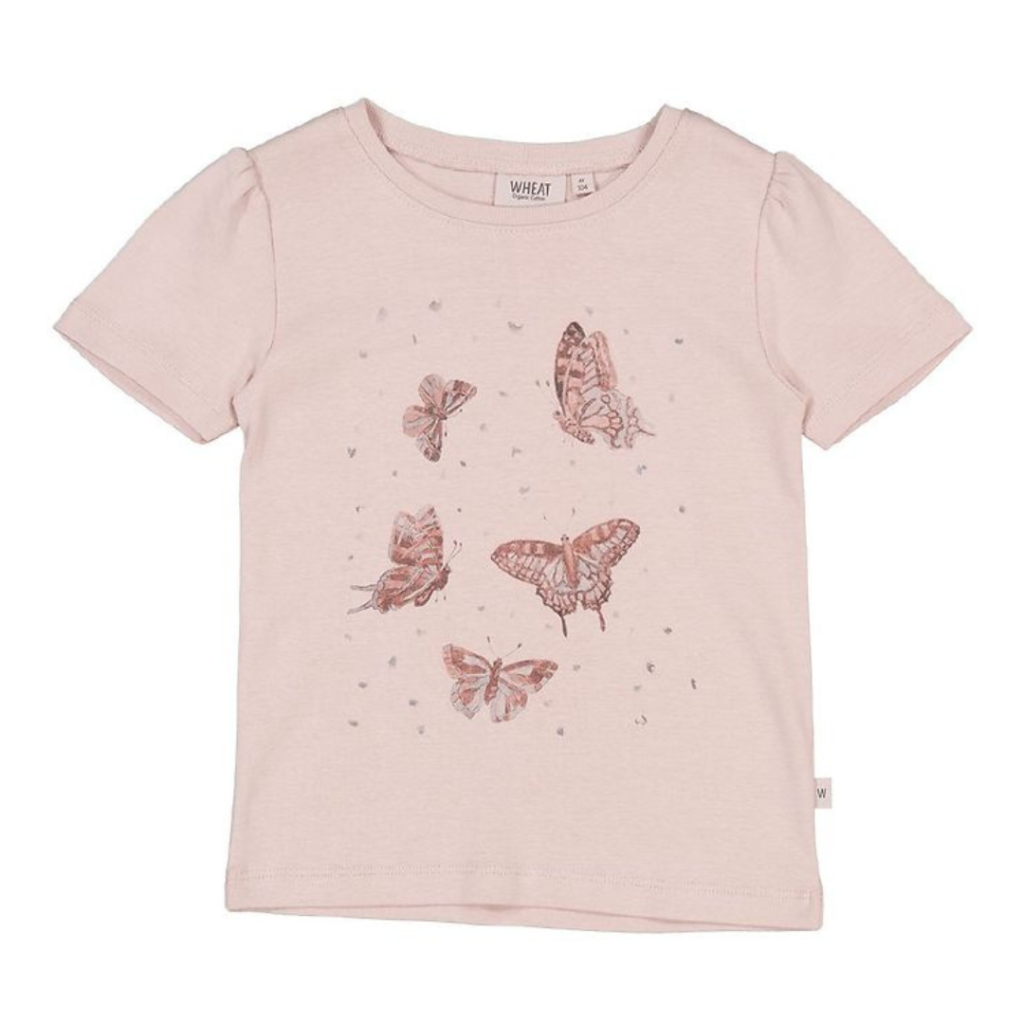 Wheat t-shirt butterflies pale lilla