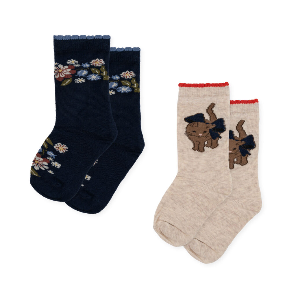 Konges sløjd sokker Lapis cat/flower