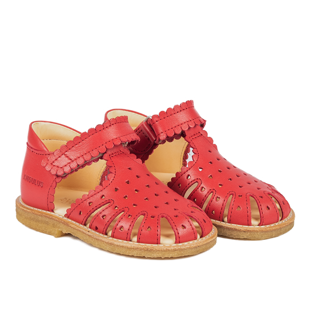 Angulus sandal rød med mini-hjerter