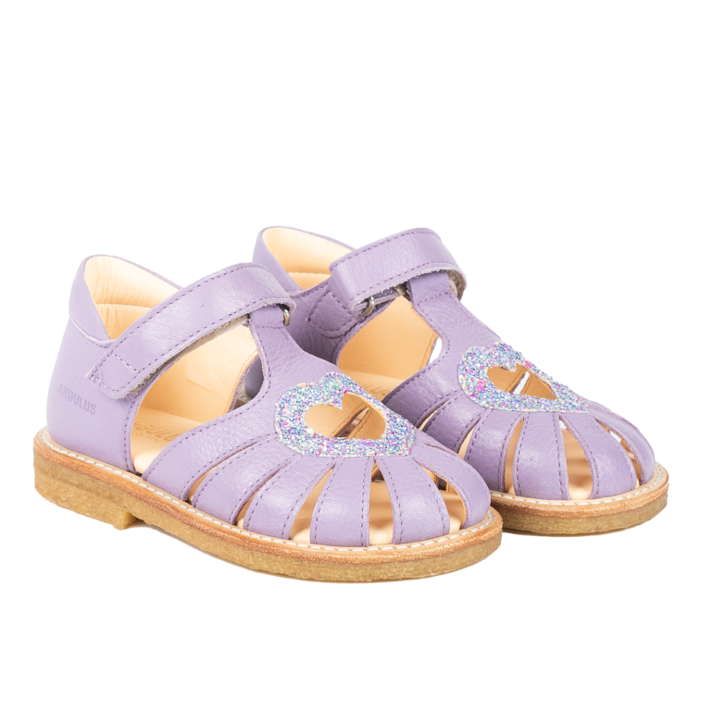 Angulus sandal lilla hjerte sandal med glitter